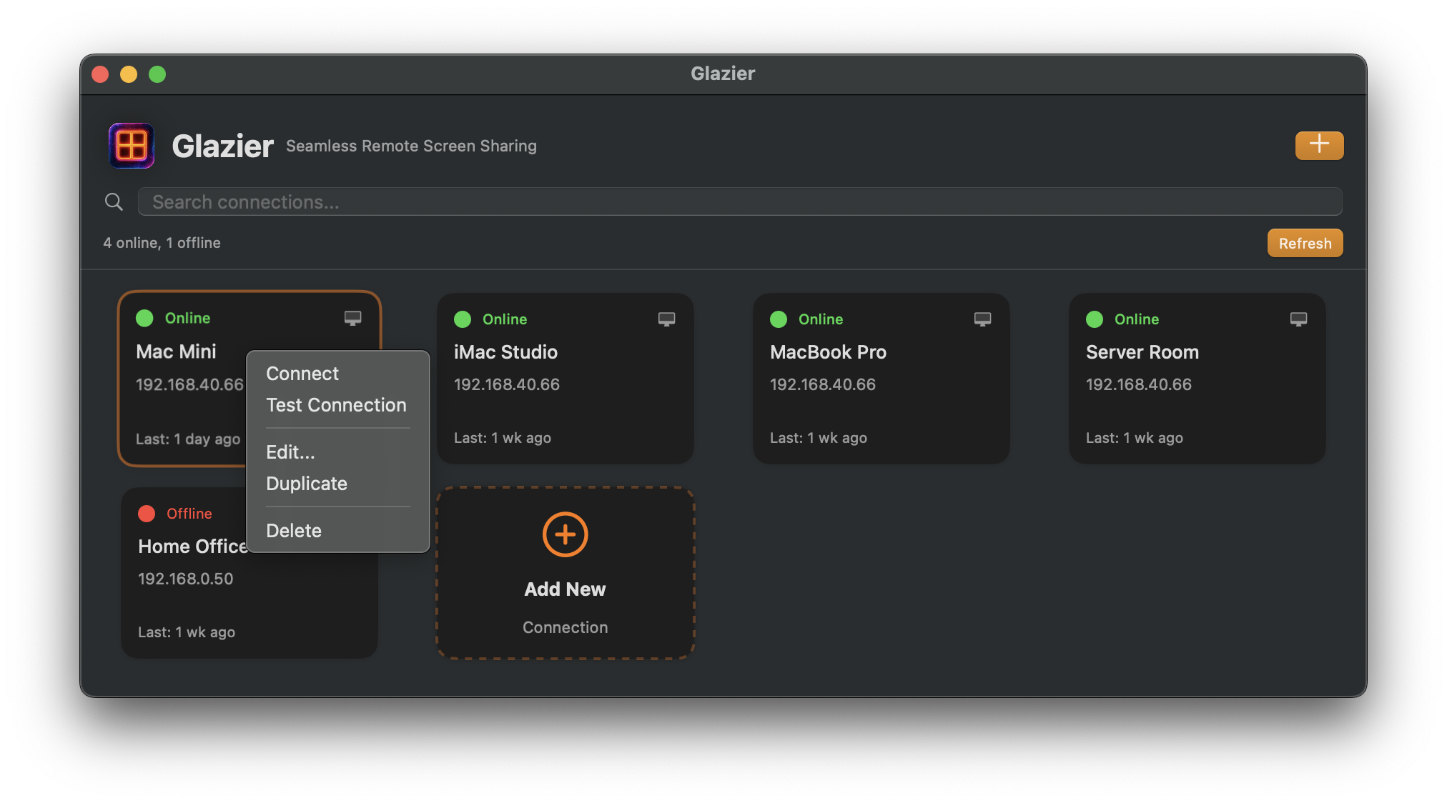 Context menu options